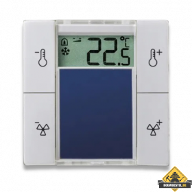 Opus Temperatuursensor met display in Systeem 55 afdekraam 4-weg schakelaar helder wit