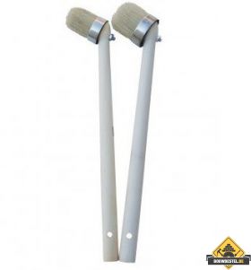 Bokkepoot. wit haar. met houten steel 40 mm