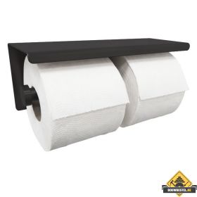 Wiesbaden Brush dubbele toiletrolhouder mat-zwart (HELAAS NIET MEER LEVERBAAR)