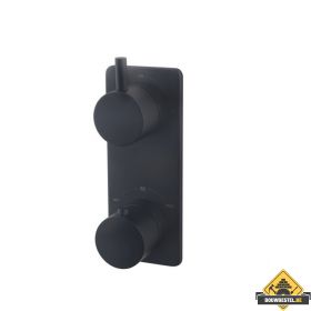 Caral inbouw 2-wegs douchethermostaat rond mat zwart