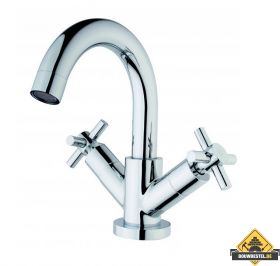 Wiesbaden Cross wastafelmengkraan 2-knops chroom (HELAAS NIET MEER LEVERBAAR)