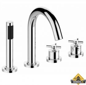 Wiesbaden Cross inbouw badrandkraan afbouwset 4-gats Chroom