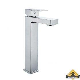 Hoge wastafelmengkraan Vierkant chroom (HELAAS NIET MEER LEVERBAAR)