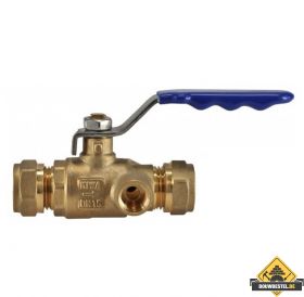 Riko Kiwa kogelstopkraan 2xkn met aftap 15mm