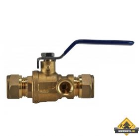 Water-kogelstopkraan 2xknel met aftapgedeelte 15mm