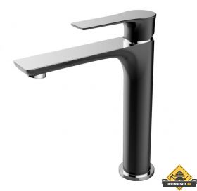 Wiesbaden Casma eenhendel-wastafelmengkraan hoog zwart/chroom (HELAAS NIET MEER LEVERBAAR)