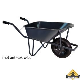 Bouw kruiwagen staal 85 Liter ovale buis verzwaard softwiel (anti-lek band) - NL-fabricaat (INFORMEER NAAR DE LEVERTIJD)