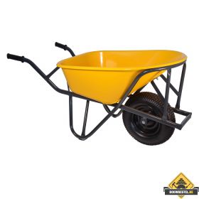 Kruiwagen HDPE 90 Liter stratenmakers geel - NL-fabricaat 