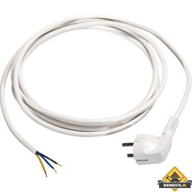 Kunststof aansluitsnoer H05VV-F 3 G 1.0 mm2 met haakse stekker wit 3 meter