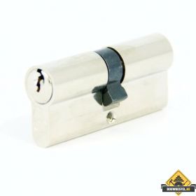 M-LOY messing vernikkelde dubbele europrofielcilinder gelijksluitend - 27 - 27 mm