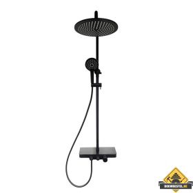 Nuovo thermostatische regendoucheset opbouw met planchet mat zwart (HELAAS NIET MEER LEVERBAAR)