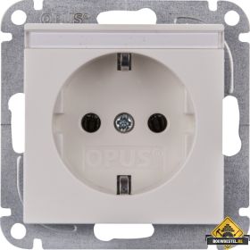 Opus 55 geaarde contactdoos met tekstveld | polarwit