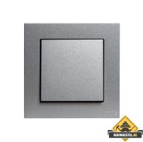 Opus 55 Kubus pulsschakelaarwip, alu-zilver-zijdeglans afdekraam enkelvoudig