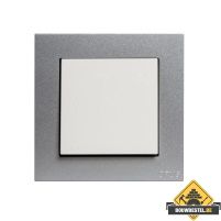 Opus 55 Kubus pulsschakelaarwip, polarwit alu-zilver zijdeglans afdekraam enkelvoudig