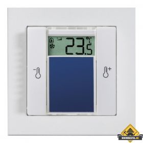 Opus Temperatuursensor met display in Systeem 55 afdekraam 2-weg schakelaar helder wit