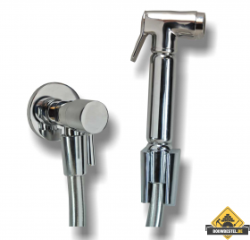 Wiesbaden Caral Complete set knijp handdouche met slang met hoekstopkraan (HELAAS NIET MEER LEVERBAAR)