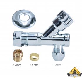 Chroom hoekstopkraan met filter 12/15mm x 10 knel (HELAAS NIET MEER LEVERBAAR)