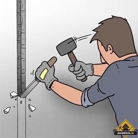 Sleuf binnenmuur voor kabels