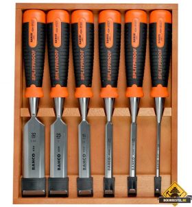 Bahco ergo steekbeitel 434 6-delig in houten kist