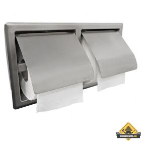 Wiesbaden Sunk dubbele inbouw toiletrolhouder met klep RVS (HELAAS NIET MEER LEVERBAAR)