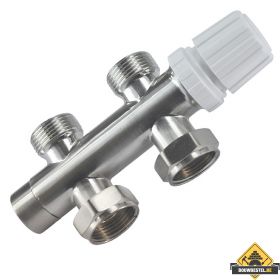 thermostatisch 3/4 onderblok recht | Geborsteld staal