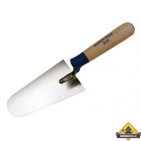 Troffel SUPER PROF ECO rond Belgisch model RVS 180mm met HOUTEN greep