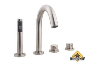 Wiesbaden Caral inbouw badrandkraan afbouwset 4-gats geborsteld staal