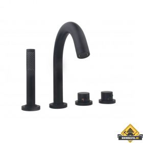 Wiesbaden Caral 4-gats badrandthermostaat afbouwset zwart