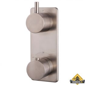 Wiesbaden Caral inbouw 2-wegs douchethermostaat rond | Geborsteld staal (HELAAS NIET MEER LEVERBAAR)