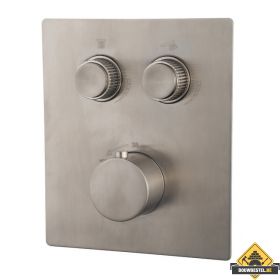 Wiesbaden Caral Klik Pro afbouwdeel inbouwthermostaat 2 weg geborsteld staal