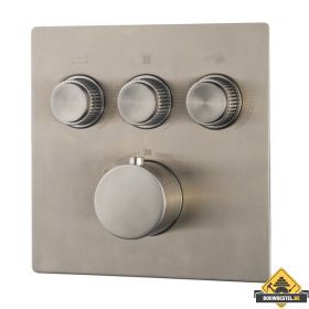 Wiesbaden Caral Klik Pro afbouwdeel inbouwthermostaat 3 weg geborsteld staal