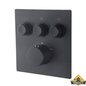 Wiesbaden Caral Klik Pro afbouwdeel inbouwthermostaat 3 weg mat zwart (HELAAS NIET MEER LEVERBAAR)