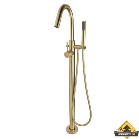 Wiesbaden Caral vrijstaande badmengkraan compleet | Geborsteld messing