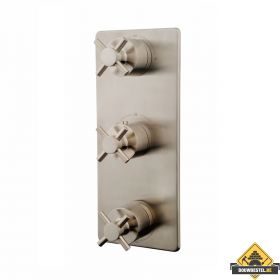 Wiesbaden Cross Inbouw douchekraan afbouwset 3-weg RVS-look (HELAAS NIET MEER LEVERBAAR)