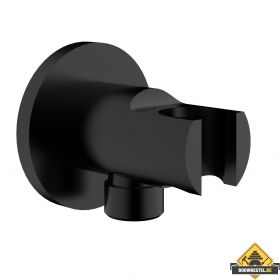 Wiesbaden luxe messing muur doucheaansluiting+opsteek 1/2inch Zwart