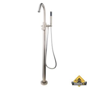 Wiesbaden Caral vrijstaande badmengkraan compleet geborsteld staal (HELAAS NIET MEER LEVERBAAR)