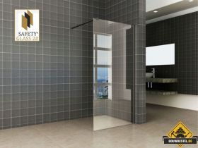 Wiesbaden inloopdouche + Safety Glass + Zwart muurprofiel 900x2000 10mm NANO