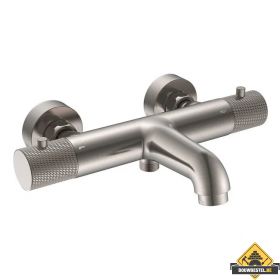 Wiesbaden Ribbd thermostatische badmengkraan hartafstand 15 cm geborsteld staal