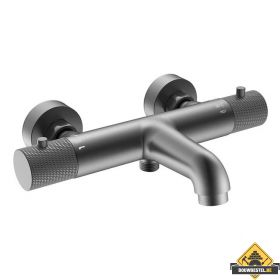 Wiesbaden Ribbd thermostatische badmengkraan hartafstand 15 cm gunmetal (HELAAS NIET MEER LEVERBAAR)